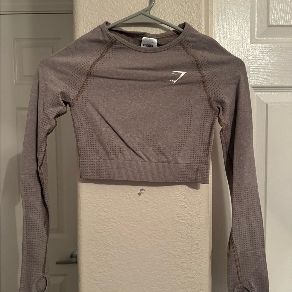 Gymshark Taupe Long Sleeve Crop Top